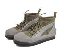 Zapatos de pesca de roca para hombre, suela de fieltro antideslizante con tacos de acero, botas de vadeo de drenaje para pesca al aire libre, cruce de arrecife, verde