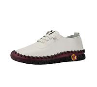 Zapatos de piel hechos a mano, zapatos para el tiempo libre, zapatos de senderismo para mujer, suela plana, zapatillas de senderismo, monocolor, zapatillas de fitness con cordones, transpirables