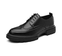 Zapatos de piel Oxford para hombre, clásicos, con cordones y plataforma, no deslizantes, cómodos, para oficina, boda, para hombre, Negro , 39 EU