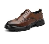 Zapatos de piel Oxford para hombre, clásicos, con cordones y plataforma, no deslizantes, cómodos, para oficina, boda, para hombre, marrón, 39 EU