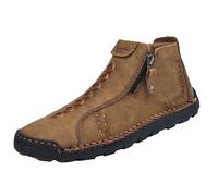 Zapatos de piel para hombre, deportivos, botines de piel, antideslizantes, para caminar, retro, cómodos, cómodos, con suela plana, informales, marrón, 38 EU