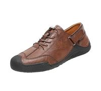 Zapatos de piel para hombre, hechos a mano, zapatos de senderismo, suela plana, antideslizantes, de un solo color, bajos para caminar, impermeables, para exteriores, suaves, ligeros, deportivos