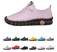 Zapatos de piel para mujer, elegantes, de verano, ortopédicos, anchos, planos, antideslizantes, con tacón de bloque, zapatos de interior, pies anchos, transpirables, para el tiempo libre, marine, 37