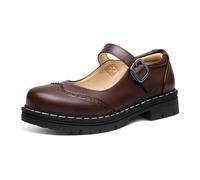 Zapatos de plataforma para mujer Mary-Jane en color negro - Chunky-Sole Zapatos con hebilla con puntera redonda y tacón grueso | Zapatos de moda para uso diario y salida, Estilo J02 Marrón, 41 EU
