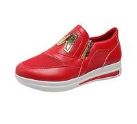 Zapatos de plataforma para mujer, zapatos de plataforma extra anchos para mujer, color sólido, con cremallera lateral, cómodos, casuales, deportivos, cómodos, mocasines de plataforma para mujer,