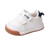 Zapatos de primavera y niños pequeños y zapatos deportivos para niñas con planos, antideslizantes, cómodos, lisos, con doble banda, lazo de gancho bebé negro, azul oscuro, 19 EU