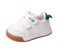 Zapatos de primavera y niños pequeños y zapatos deportivos para niñas con zapatos planos antideslizantes, cómodos, lisos, con doble banda, zapatos de bucle de gancho antideslizantes, verde, 19 EU