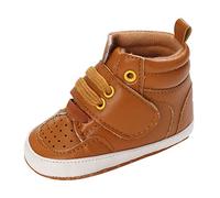 Zapatos de primavera y verano para niños y niñas, zapatos deportivos de piso, parte inferior plana, transpirables, ligeros, parte superior alta, color sólido, 12 a 24 meses, Brown, 22 EU