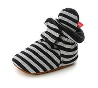 Zapatos de Primeros Pasos Bebe, Morbuy 0-18 Meses Impresión de rayas Recién Nacido Cuna Suela Niño y Niña Blanda Antideslizante Zapatillas (tiras negras,2 / 12cm / 6-12 meses)