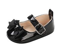 Zapatos de princesa con lazo para niña recién nacidos Mary Jane Flats Zapatos para aprender a andar zapatos de cuero antideslizantes para niños Zapatos de baile zapatos individuales uniformes, Negro