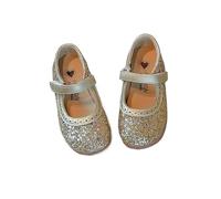 Zapatos de princesa for niña con lentejuelas brillantes doradas y plateadas, planos, de punta redonda, elegantes for otoño.(Gold,28-insole17.3cm)