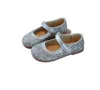 Zapatos de princesa for niña con lentejuelas brillantes doradas y plateadas, planos, de punta redonda, elegantes for otoño.(Silver,32-insole19.5cm)