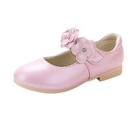 Zapatos de princesa Mary Jane para niñas, zapatos planos para boda, fiesta, escuela, antideslizantes, con gancho y bucle, zapatos planos casuales para caminar, Pink, 13 UK Child