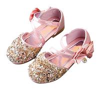 Zapatos de princesa niña fiesta brillo Mary Jane zapatos boda fiesta vestido zapatos zapatos para vestido ELSA para fiestas brillantes princesa zapatos con lentejuelas sandalias niña, Rosa., 27 EU