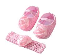 Zapatos de princesa para bebé y niña, zapatos para aprender a andar, zapatos festivos, zapatos de bailarina, zapatos planos de baile con flores, Rosa., 12 meses