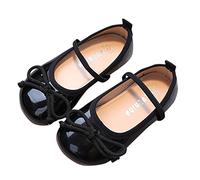 Zapatos de princesa para niña, 30 planos, zapatos escolares, zapatos de boda, zapatos de baile, zapatos de fiesta, con lazo, zapatos planos de piel, elegantes Mary Jane, Negro , 32 EU