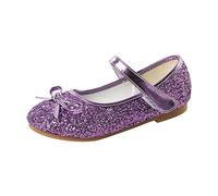 Zapatos de Princesa para Niña Con Purpurina - Mary Jane Con Lentejuelas para Boda, Fiesta, Rendimiento y Baile - Botas Moradas - 30 EU