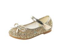 Zapatos de Princesa para Niña Con Purpurina y Lentejuelas - Mary Jane para Boda, Fiesta, Rendimiento y Baile - Botas Doradas, 27 EU