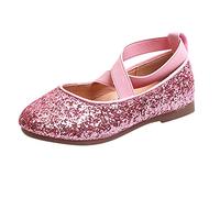 Zapatos de princesa para niña, zapatos de carnaval con purpurina, zapatos planos con banda elástica, zapatos de baile, lentejuelas, elegantes, mocasines, fiestas, carnaval, boda, boda, Rosa., 29 EU