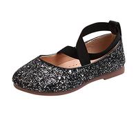 Zapatos de princesa para niña, zapatos de carnaval con purpurina, zapatos planos con banda elástica, zapatos de baile, lentejuelas, elegantes, mocasines, fiestas, carnaval, boda, boda, Negro , 35 EU