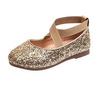 Zapatos de princesa para niña, zapatos de carnaval con purpurina, zapatos planos con banda elástica, zapatos de baile, lentejuelas, elegantes, mocasines, fiestas, carnaval, boda, boda, dorado, 32 EU