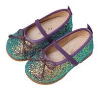 Zapatos de princesa para niñas y niños pequeños, zapatos planos Mary Jane con lentejuelas, para bodas, cumpleaños, disfraces, cosplay, Purple, 13 UK Child