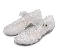 Zapatos de princesa para niñas, zapatos de Cenicienta y reina de las nieves, para disfrazarse en Halloween, cosplay, disfraz elegante para niñas, White, 30 EU