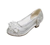 Zapatos de Princesa para niñas, Zapatos de tacón Alto, Suela Suave, Antideslizante, Bailarina Festiva, Zapatos de Noche para niños, Zapatos de Noche, Adornos de Cristal, Lentejuelas Purpurinas