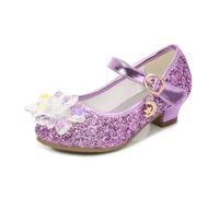 Zapatos de Princesa para niñas, Zapatos de tacón Alto, Suela Suave, Antideslizante, Bailarina Festiva, Zapatos de Noche para niños, Zapatos de Noche, Adornos de Cristal, Lentejuelas Purpurinas