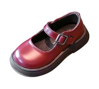 Zapatos de princesas para niña, festivo, de piel, zapatos de noche, para niños, niñas, elegantes, formales, antideslizantes, cómodos, para bodas, rendimiento, rojo, 27 EU