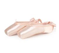 Zapatos de Punta Satén Zapatillas de Ballet con Puntera de Gel de Silicona y Cintas para Mujeres y Niñas 37