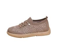 Zapatos de punto con estampado floral para mujer, sin cordones, anchos, casuales, para caminar, transpirables, cómodos, lindos, para vestir, zapatos escolares, ligeros, casuales, viajes, caminatas