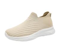 Zapatos de punto de malla, zapatos de senderismo sin cordones, antideslizantes, zapatos individuales, ligeros, sin cordones, transpirables, cómodos, informales, a la moda, tenis para caminar, beige
