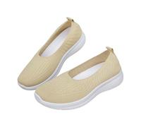 Zapatos de punto para mujer, zapatos de barco para mujer, mocasines, informales, para caminar, zapatos ortopédicos, zapatos de salud, zapatos transpirables, cómodos y ligeros, beige, 43 EU