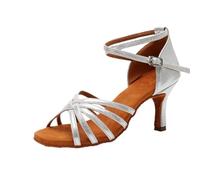 Zapatos de salón for Mujer, Zapatos Baile Latino, Suaves Tango Jazz for, Salsa for niñas, Sandalias práctica para Women(7.5CM Silver,38)