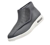 Zapatos de Salud para Hombre,Ortopediche Donna per Piedi Gonfi Pantofole Diabetici Regolabili Sollievo Dolore,Scarpe con Chiusura Facile.Grey,48