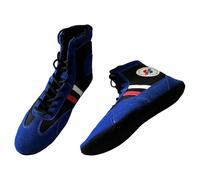 Zapatos de sambo de interior para Hombre mujer Zapatillas de Lucha Professional, zapatillas de lucha libre, Suela de Ante, Zapatos de judo de interior con suela blanda, Color azul, Talla 30-46 EU