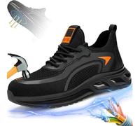 Zapatos De Seguridad a Prueba De Pinchazos/An-Ti-Estáticos (37-45): Pies Transpirables Y No Tapados, Zapatillas De Deporte Con Puntera De Acero Antideslizante,45-Black
