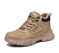 Zapatos de seguridad for hombres y mujeres, zapatos con punta de acero, zapatos de trabajo antideslizantes for mujeres, botas de trabajo de caña alta(Khaki 2,EU47)