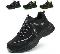 Zapatos de Seguridad Hombre Mujer Zapatillas de Seguridad Comodo Ligero Calzado Trabajo Transpirable con Punta de Acero Negro EU 36