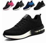 Zapatos de Seguridad para Hombre Mujer Zapatillas Trabajo Ligero Comodo Transpirable Calzado de Seguridad con Punteras de Acero Unisex, Negro, EU 39
