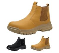 Zapatos de seguridad para hombre sin cordones, botas de seguridad para mujer, antideslizantes, transpirables, impermeables, para exteriores, puntera de acero, zapatos de seguridad, botas de soldadura