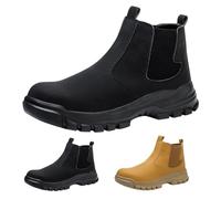 Zapatos de seguridad para hombre sin cordones, botas de seguridad para mujer, antideslizantes, transpirables, impermeables, para exteriores, puntera de acero, zapatos de seguridad, botas de soldadura
