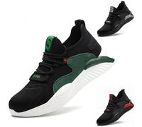 Zapatos de Seguridad para Hombre Zapatillas Antideslizantes Mujer Zapatos de Trabajo Calzado de Seguridad Zapatillas de Seguridad Zapatos de Industrial Ligero Antideslizantes Negro Verde 46EU