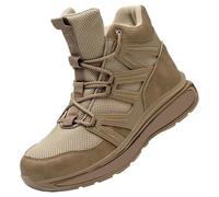 Zapatos de seguro de trabajo contra pinchazos, zapatos sin cabeza, para construcción, botas de trabajo de parte superior alta, calcetines deportivos para hombre, invisibles, Khaki, 6.5 UK 3X-Narrow