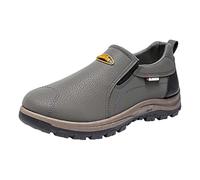 Zapatos de senderismo para hombre, de ante para hombre, sin cordones, ligeros, antideslizantes, para el tiempo libre, suela plana, zapatillas de fitness, monocolor, para caminar, informales, gris, 40