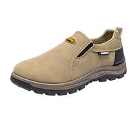 Zapatos de senderismo para hombre, de ante, sin cordones, antideslizantes, suela plana, para el tiempo libre, ligeros, de un solo color, para caminar, informales, caqui, 44 EU