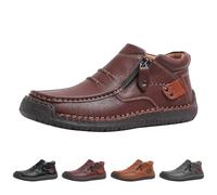 Zapatos de senderismo para hombre de cuero de costura lateral antideslizante con cremallera casual zapatos de senderismo para hombre zapatillas deportivas al aire libre Slip On zapatillas de deporte