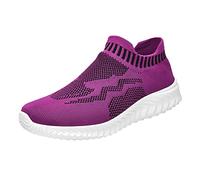 Zapatos de senderismo para mujer, de ajuste ancho, para ocio, viajes, suela suave, cómodos, para exteriores, de malla, para correr, deportes a la moda, transpirables, tenis, Purple, 38.5 EU