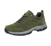 Zapatos de soldadura y otoño, zapatos de senderismo, color liso, fondo plano, cómodos, antideslizantes, al aire libre Brother, verde militar., 45 EU